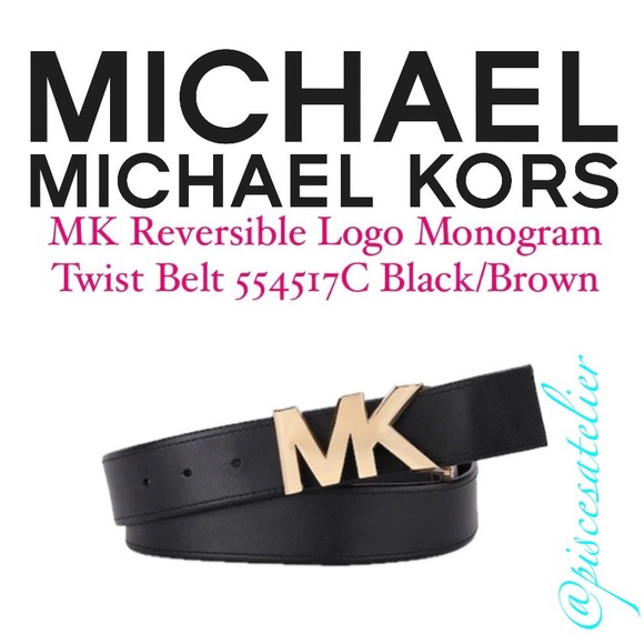MICHAEL Michael Kors Black/Brown MK Logo Monogram Twist Reversible Belt 554517C - Picture 5 of 16